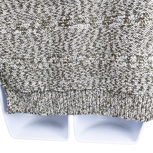 BCBGMaxazria Boxy White Green Variegated Knit Short Sleeve Ribbed Sweater S - Picture 5 of 9